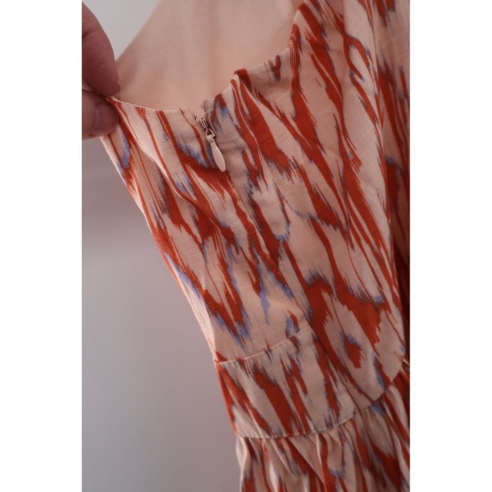 Plus Size Front Cutout Sundress 2X Peach Ikat Smocked Back Vacation Dress - Picture 5 of 5